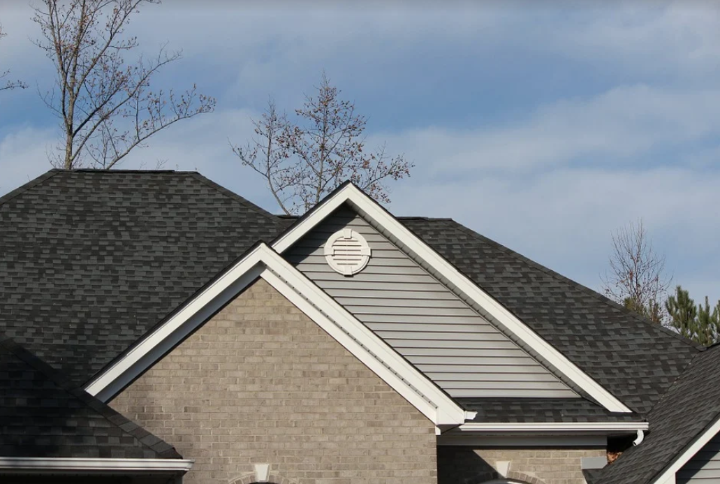 a view of residential roof shingles